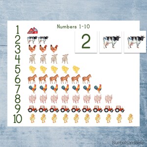 Number Chart 1-10 Printable. Farm Animal Montessori Math Counters ...