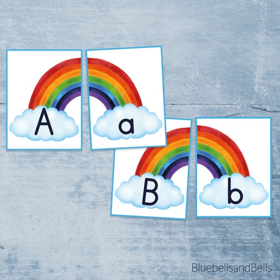 Rainbow Letter Matching Printable Puzzles. Montessori Spring