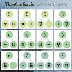 Number bonds flash cards and task cards. Math printable for kindergarten and 1st grade. image 3