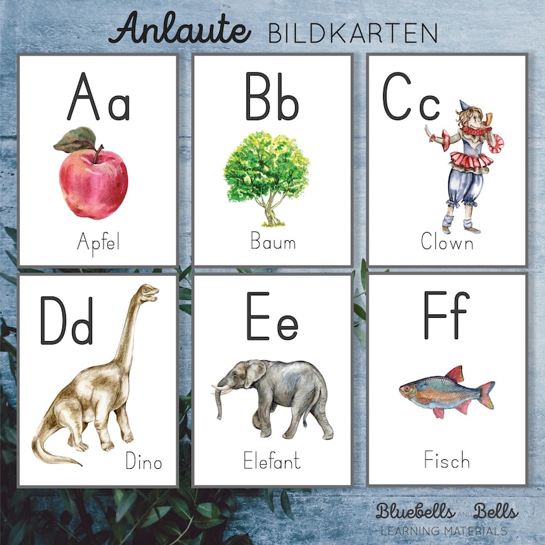 Anlaute Bildkarten. Alphabet Druckbare Lernkarten. - Etsy