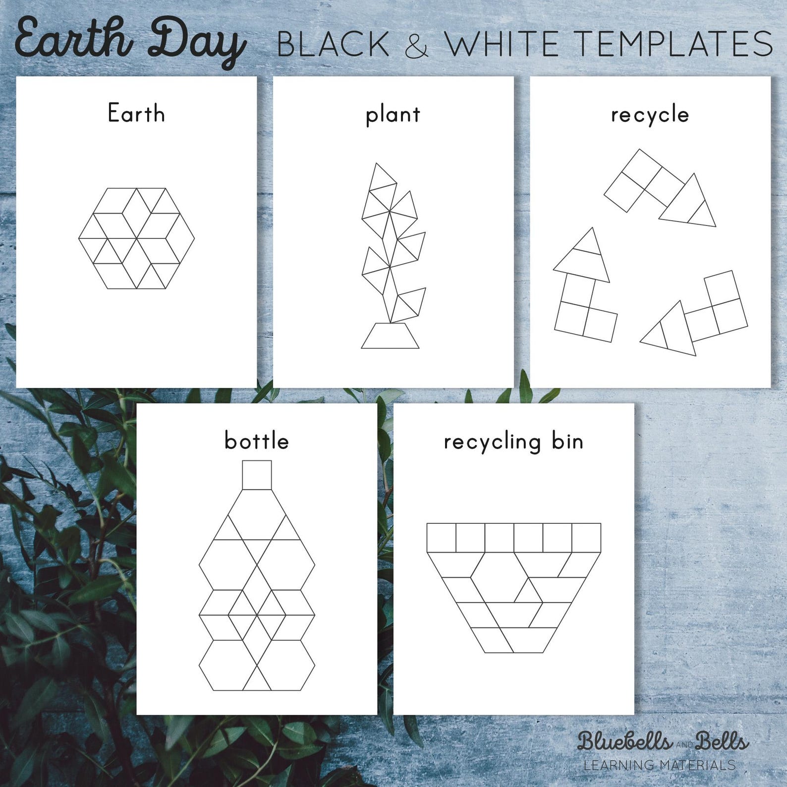 Earth Day Pattern Blocks Templates. Spring Printable for Kindergarten ...