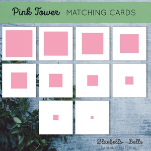 Pink Tower Printable Patterns, Matching Cards and Chart. Montessori ...