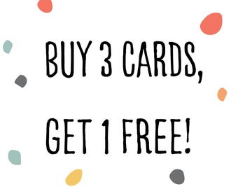 Buy 3 Get 1 Free Card Bundle, greeting card set, card discount bundle, bundle pack, package deal, card package, cards for him, cards for her