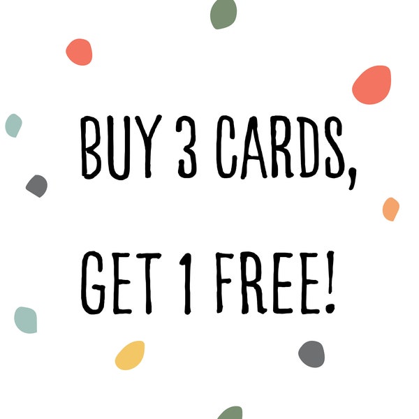 Buy 3 Get 1 Free Card Bundle, greeting card set, card discount bundle, bundle pack, package deal, card package, cards for him, cards for her