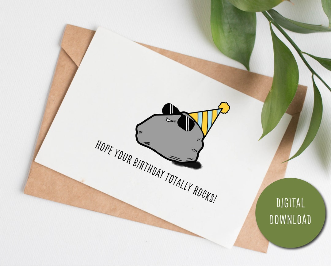 PRINTABLE Rock Birthday Card Funny, Humor Birthday Card for Kid ...