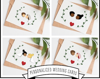 Custom lesbian wedding card, LGBTQ card for wedding, personalized card for couple, custom anniversary card, card from wife, gay couple gift