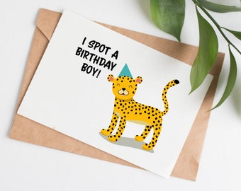 Leopard Spot birthday card for boy, 4th birthday card for nephew, cute birthday card for grandson, funny birthday boy card for child