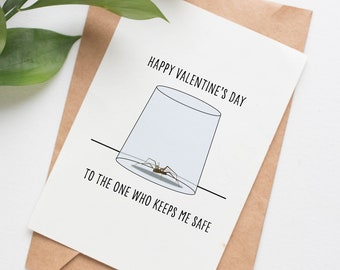 Spider valentines card for husband, funny card for boyfriend, funny romantic card for him, love card for him, romantic valentine for her