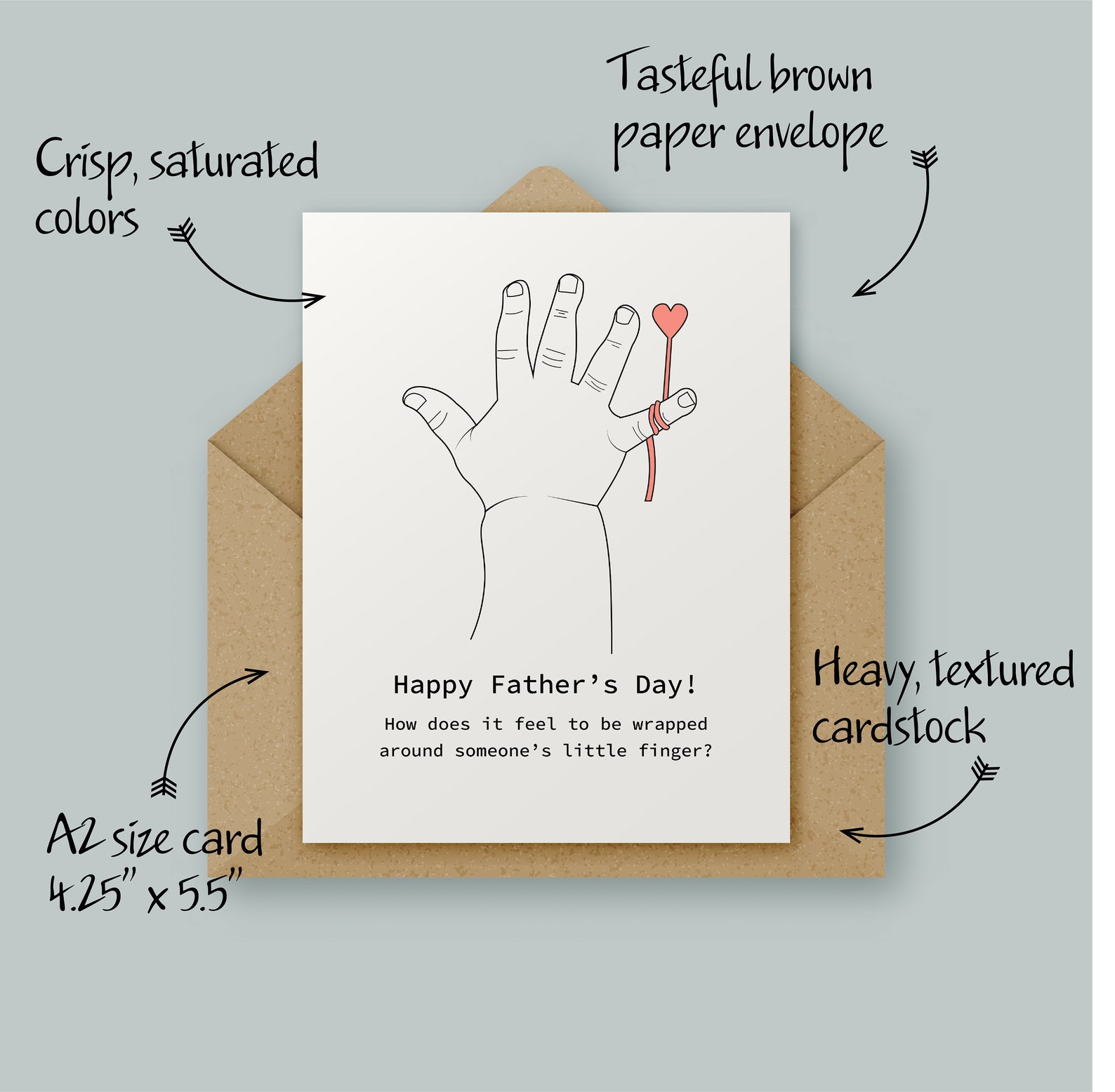 Wrapped Around a Little Finger Father's Day card first Etsy