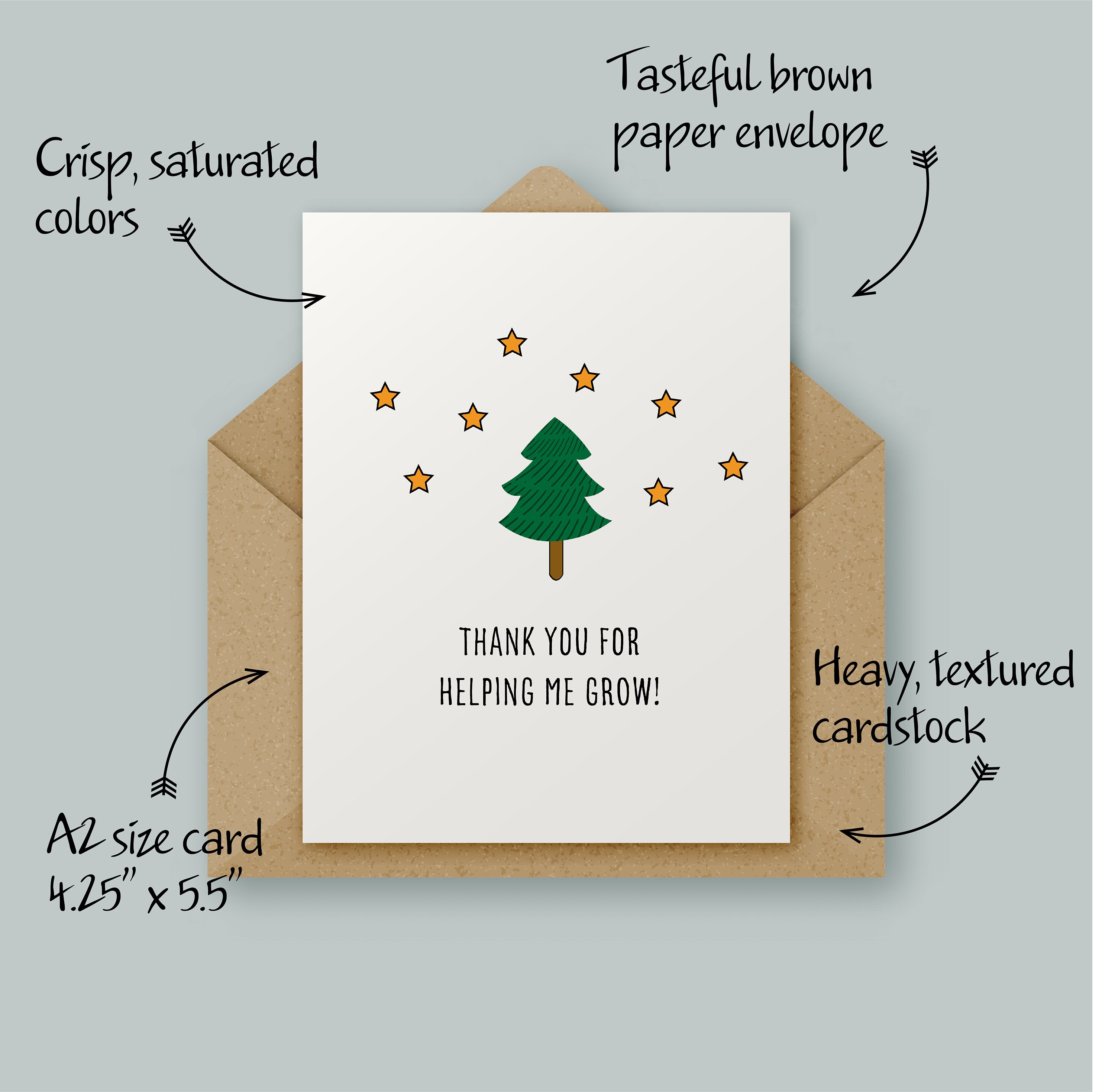 Christmas Tree Sapling Teacher Card Christmas Card for Etsy