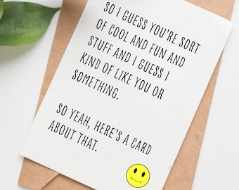 I Guess You're Cool card for boyfriend, funny anniversary card for girlfriend, new relationship gift, 1 month anniversary card for her