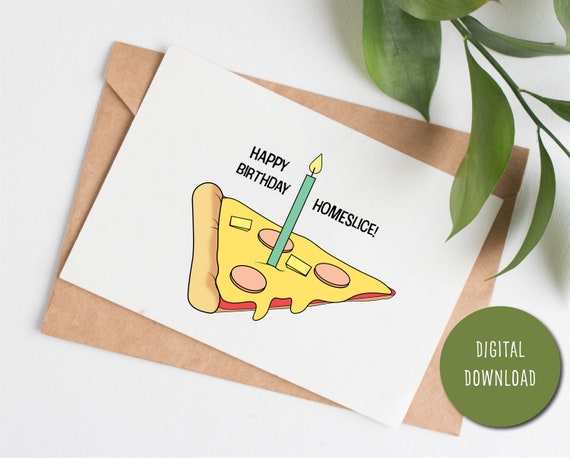 Pizza Birthday Card for Him Printable Birthday Card for | Etsy