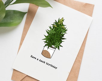 Dank birthday card for boyfriend, cannabis birthday card for stoner, birthday gift for marijuana lover, cannabis card for friend