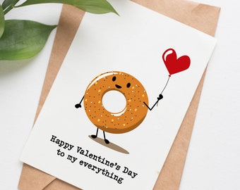Everything Bagel Valentines card for him, funny card for her, valentine for daughter, funny card for son, valentines gift for girlfriend