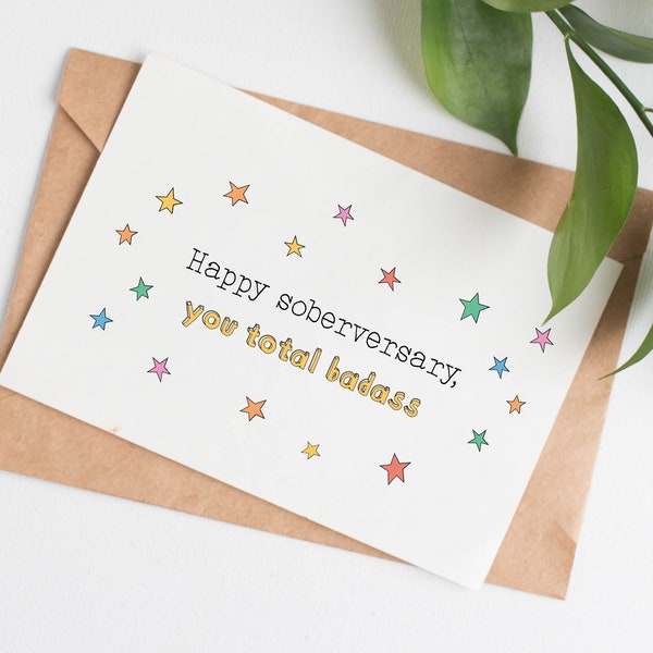 Sobriety anniversary card for friend, addiction recovery cards, one year sober card for mom, soberversary card for dad, sponsor gift