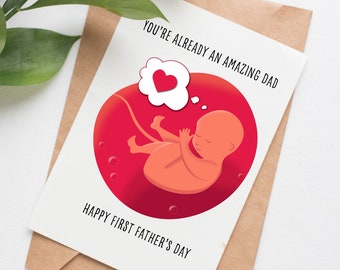 Expecting Father's Day card, first fathers day card from pregnant wife, pregnant fathers day, cute card from girlfriend, card from bump