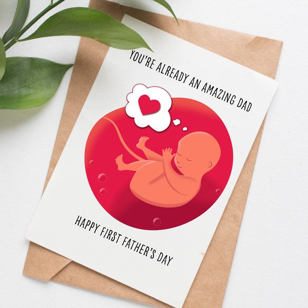 Expecting Father's Day card, first fathers day card from pregnant wife, pregnant fathers day, cute card from girlfriend, card from bump