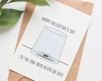 Spider Valentines card for husband, funny card for wife, daddy valentine gift from daughter, cute valentine for him, valentine from family
