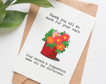 Warmth and Compassion thank you card for hospital staff, card for nurse, thank you to team, doctor thank you card from patient, cancer care