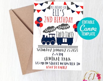 Chugga Chugga Two Two Invitation | 2nd Birthday Invitation | Printable Birthday Invitation | Train Birthday | Chugga Chugga Two Two Boy