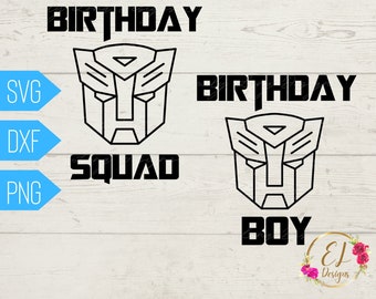Transformers Birthday Squad SVG Bundle | Boys Personalized Birthday Shirt SVG | Transformer Autobot Logo Svg | Transformers Png