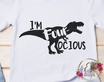 Dinosaur SVG | Four-ocious Svg | 4th Birthday Shirt Svg | Dinosaur Birthday | Dinosaur Png | dinosaur 4th birthday Svg | Boys Birthday Svg