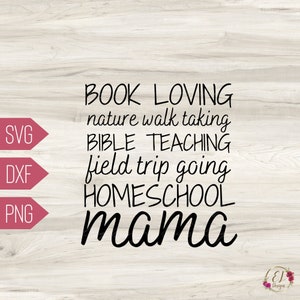 Homeschool Mama SVG | Homeschool SVG | Koszulka Homeschool Mom SVG | Koszulka Homeschool dla mamy | Spacer z miłością do książek i nauką Biblii