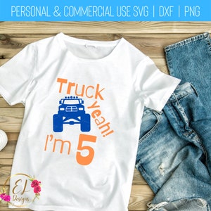 5e anniversaire SVG | Camion oui je suis 5 Svg | Cinquième anniversaire SVG | Garçons Anniversaire Svg | Monster Truck Anniversaire | Fichiers Svg pour Cricut