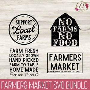 Boerenmarkt SVG-bundel | Boerenmarkt Tote tas Svg | Steun lokale boerderijen Svg | Geen boerderijen Geen voedsel Svg | Boerenmarkt Shirt Svg