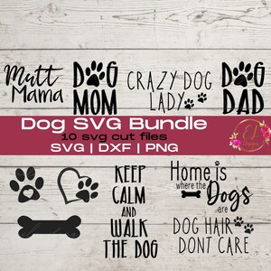 Propietario del perro Svg Paquete / Pelo del perro No le importa SVG / Regalo del padre de la mascota / Regalo único del animal doméstico SVG / Casa es donde los perros son png Dxf Svg