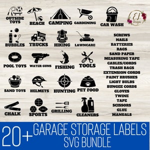Garage Labels SVG | Outside Toy Bin Labels Svg | Mega SVG Bundle | Garage Labels with Pictures | Garage Storage Labels Svg
