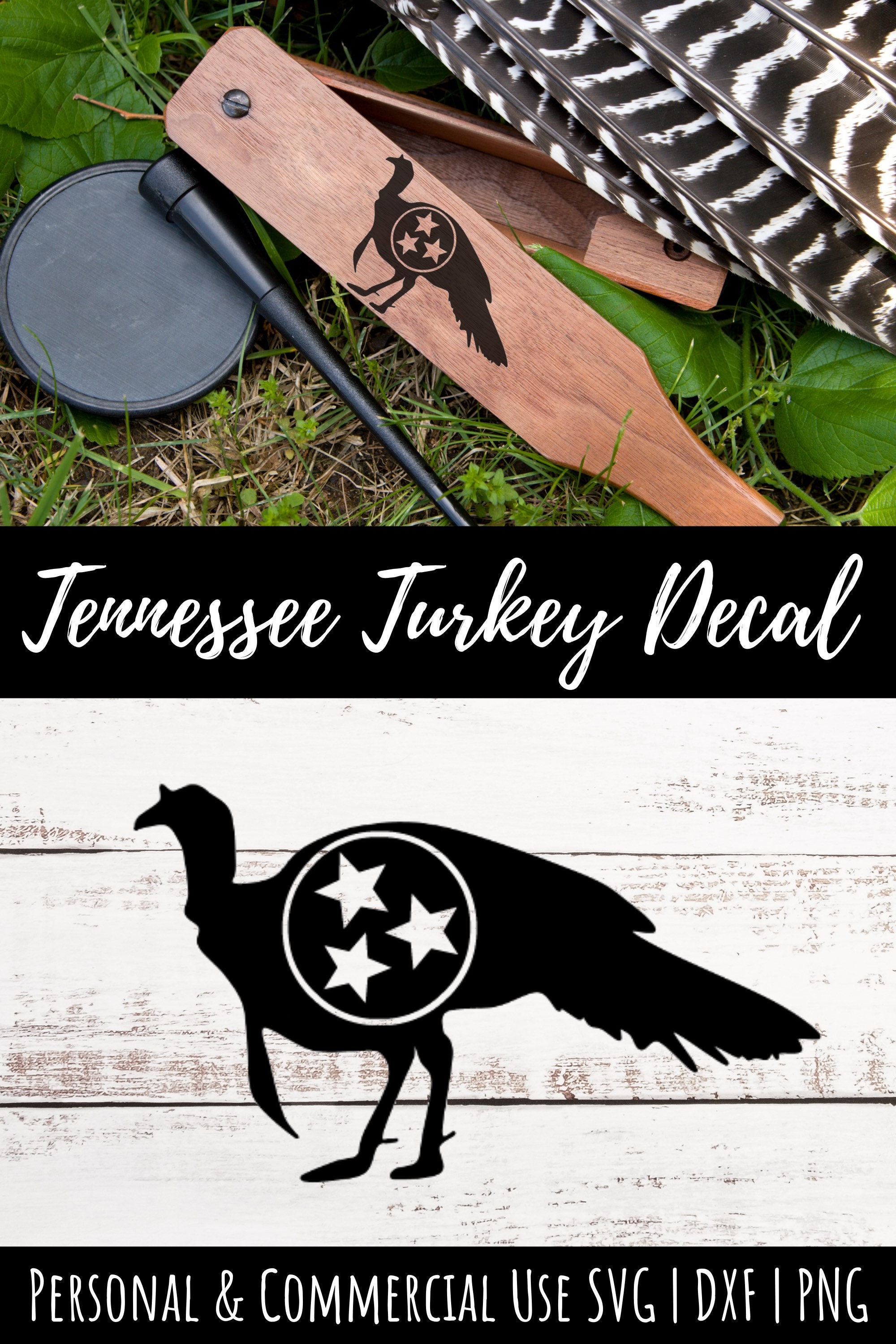 Turkey Hunting SVG Tennessee Turkey Bumper Sticker TN Tristar