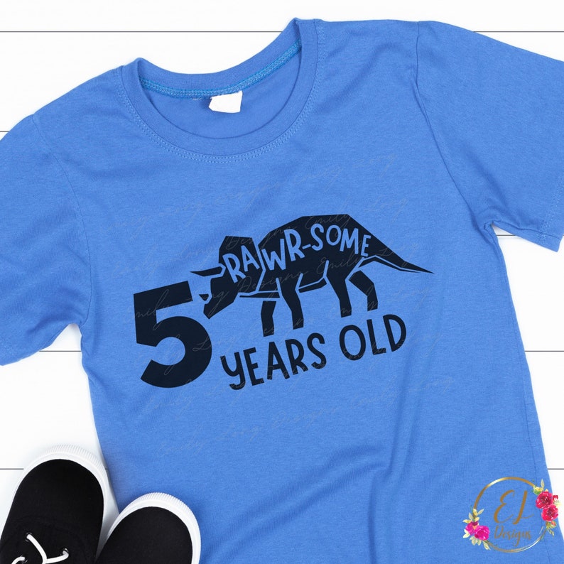 Download Dinosaur SVG 5 Rawrsome Years Old Svg 5th Birthday SVG | Etsy