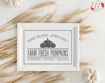 Bauernhof Frische Kürbisse Schild SVG | Kürbis Aufnäher SVG | Herbstschild SVG | Herbst Svg Datei | Kürbisse Svg | Kürbis Schild Svg | Herbst Png | Herbst Dekor