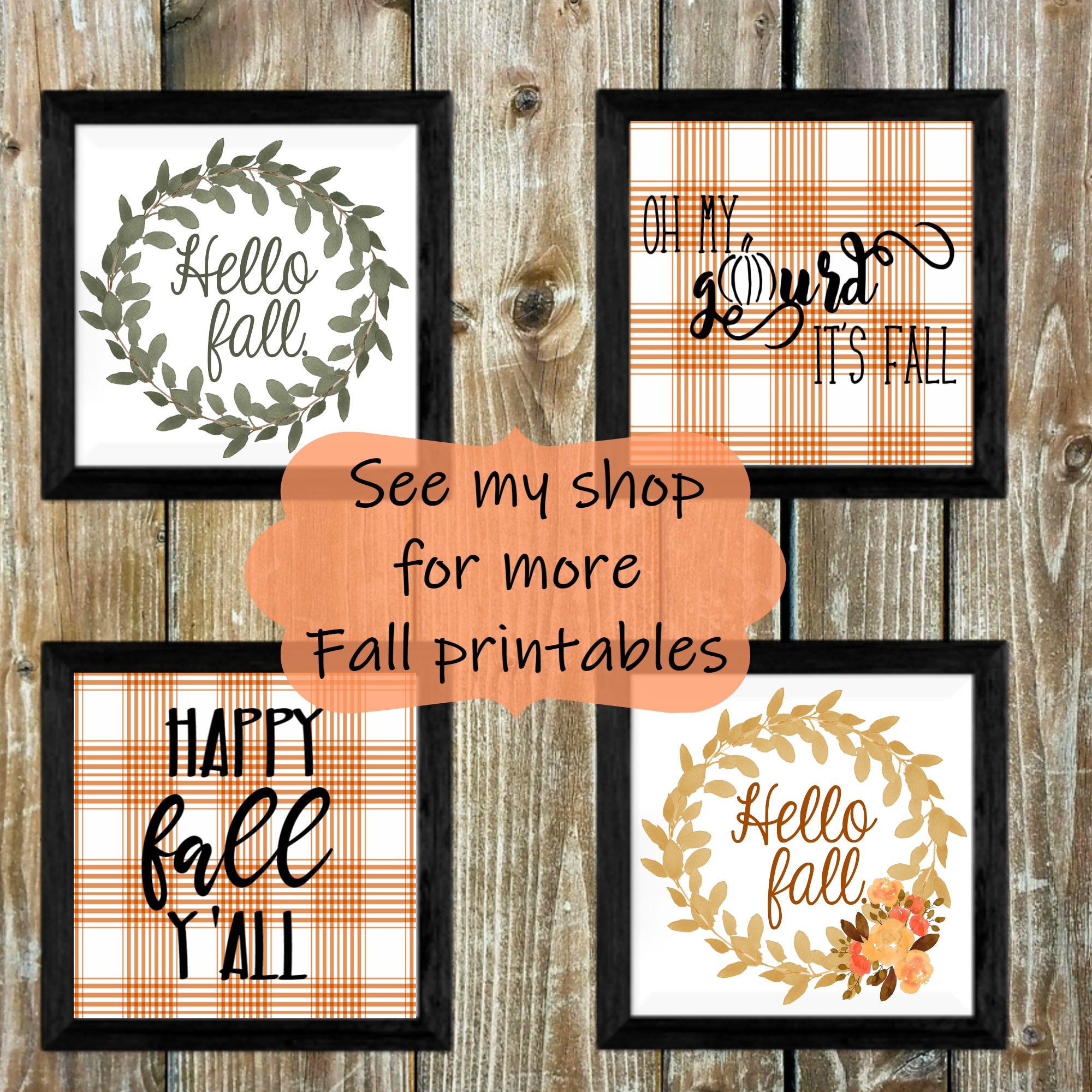 8x8 Hello Fall Printable Wall Art 300 DPI High Resolution JPG PDF Fall ...