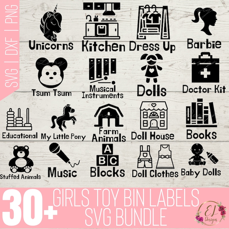 Girls Toy Bin Labels Svg Playroom Labels SVG Toy Labels Etsy