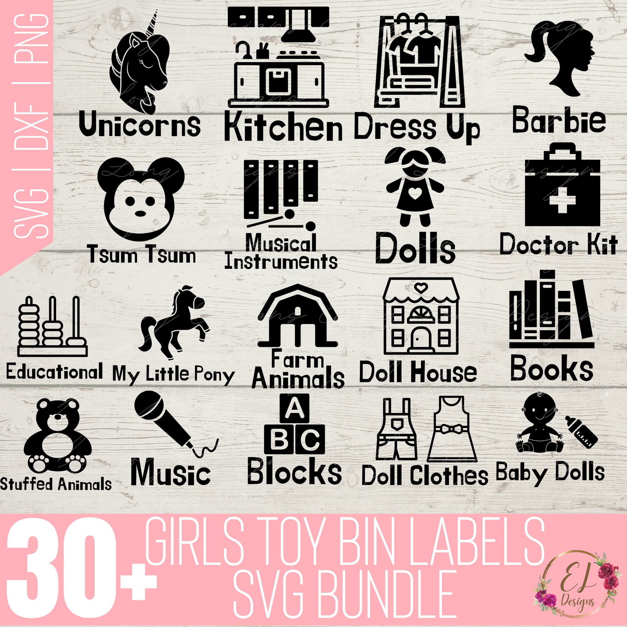 Girls Toy Bin Labels Svg Playroom Labels SVG Toy Labels Etsy
