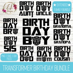 Transformer Birthday SVG Bundle | Extended Family Shirts Transformers | Boys Birthday SVG | Transformers SVG | Transformer Birthday Shirts