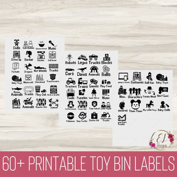 Printable Toy Bin Labels | Boys and Girls Toy Box Labels | Toy Labels with Pictures | Toy Storage Labels | Gender Neutral Toy Labels