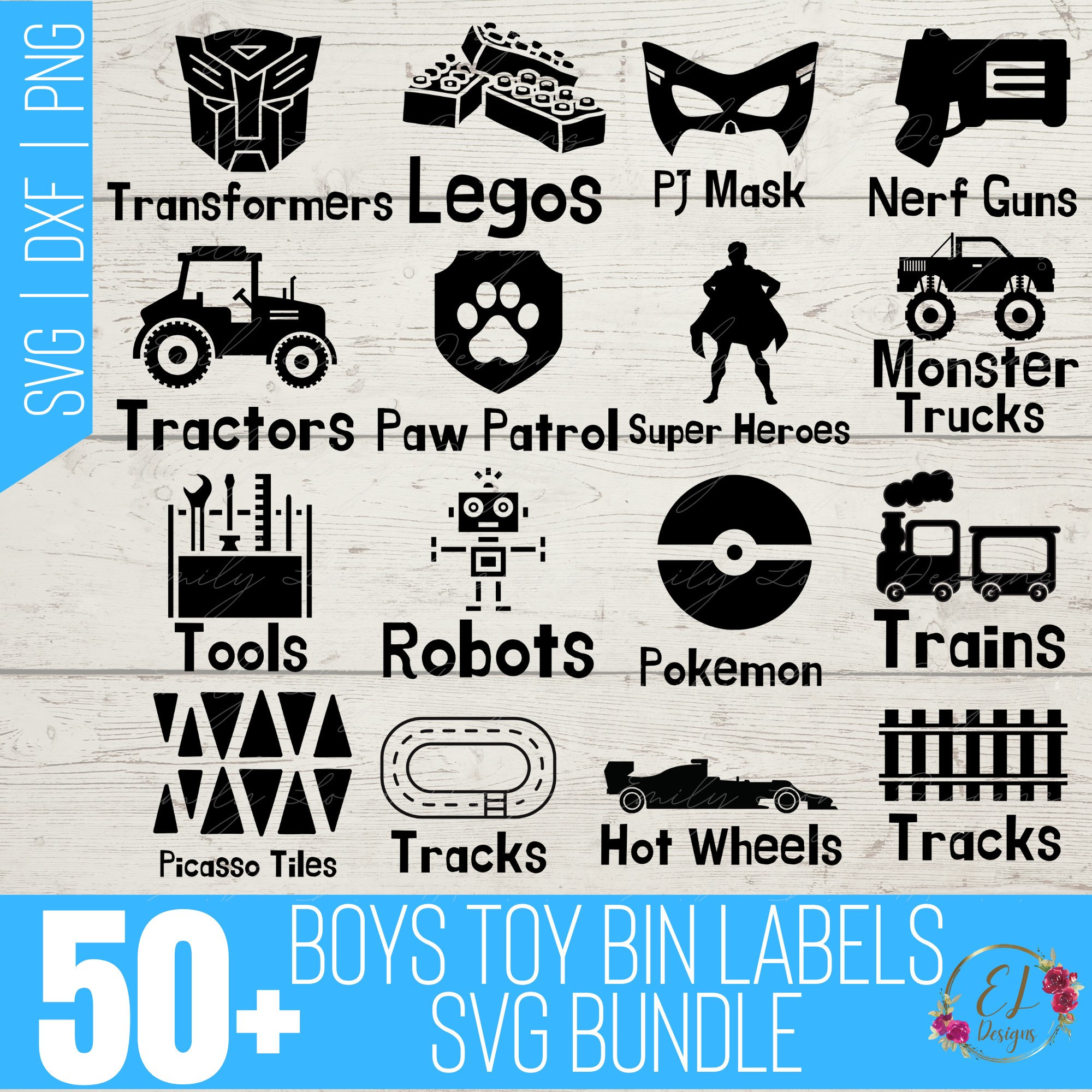 Boys Toy Bin Labels SVG Playroom Labels SVG Toy Labels Etsy