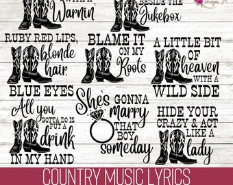 Bridal Party Shirt SVG Bundle | Country Music Bachelorette SVG | Country Song Lyric SVG for Shirts | Nashville Bachelorette Party