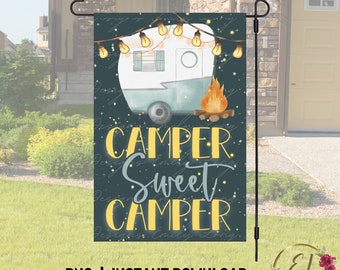 Camper Sweet Camper Png | Camping Garden Flag | Camping PNG | Garden Flag Template | 12x18 Garden Flag Sublimation
