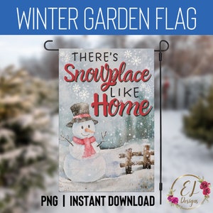 Winter Garden Flag PNG | There’s Snowplace Like Home PNG | Garden Flag Template | 12x18 Garden Flag Sublimation Design | Winter Flag Png