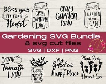 Gardening Svg Bundle | Mason Jar SVG | Summer SVG Bundle | Farm Life Svg Bundle | Canning Svg | Crazy Plant Lady Svg Bundle |