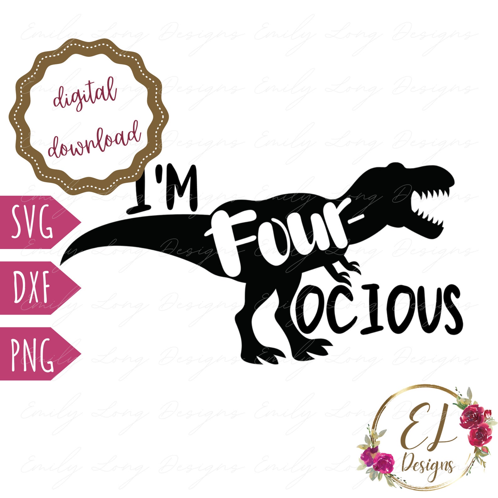 Download Dinosaur SVG Four-ocious Svg 4th Birthday SVG Boys | Etsy