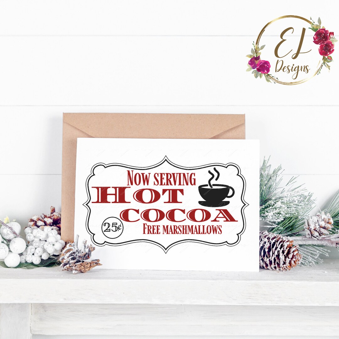 Hot Cocoa Bar Sign Printable | Printable Winter Sign | Farmhouse Winter ...