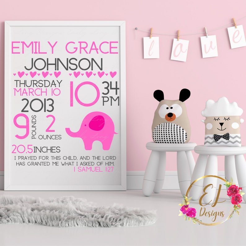 Free Baby Elephant Birth Announcement Svg SVG PNG EPS DXF File