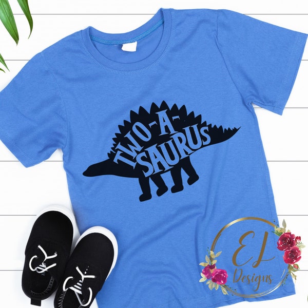 Dinosaur SVG | Two A Saurus Svg | 2nd Birthday SVG | Boys Birthday Shirt Svg | Dinosaur Birthday | Dinosaur Png | Cut files for Cricut