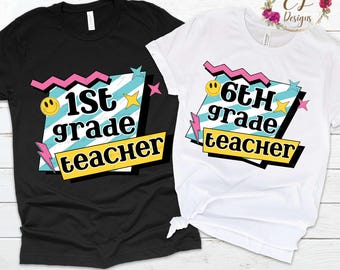 Docentenshirt uit de jaren 90 met sublimatieprint | Docent PNG | Shirt voor de start van het schooljaar | Kleuterjuf/Leraar shirt PNG | Docentencadeau PNG | Docent DTG
