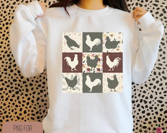 Chicken PNG for Sublimation | Chicken Quilt Square Png | Chicken Png | Chicken Lovers Shirt | Quilt Png with Chickens | Chicken DTF